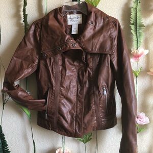 Dark Brown Faux Leather Jacket